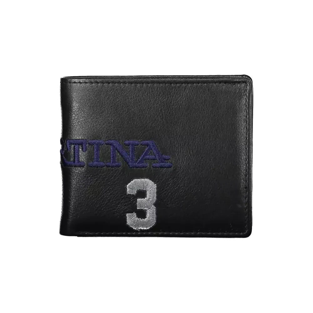 La Martina Black Leather Men Wallet La Martina