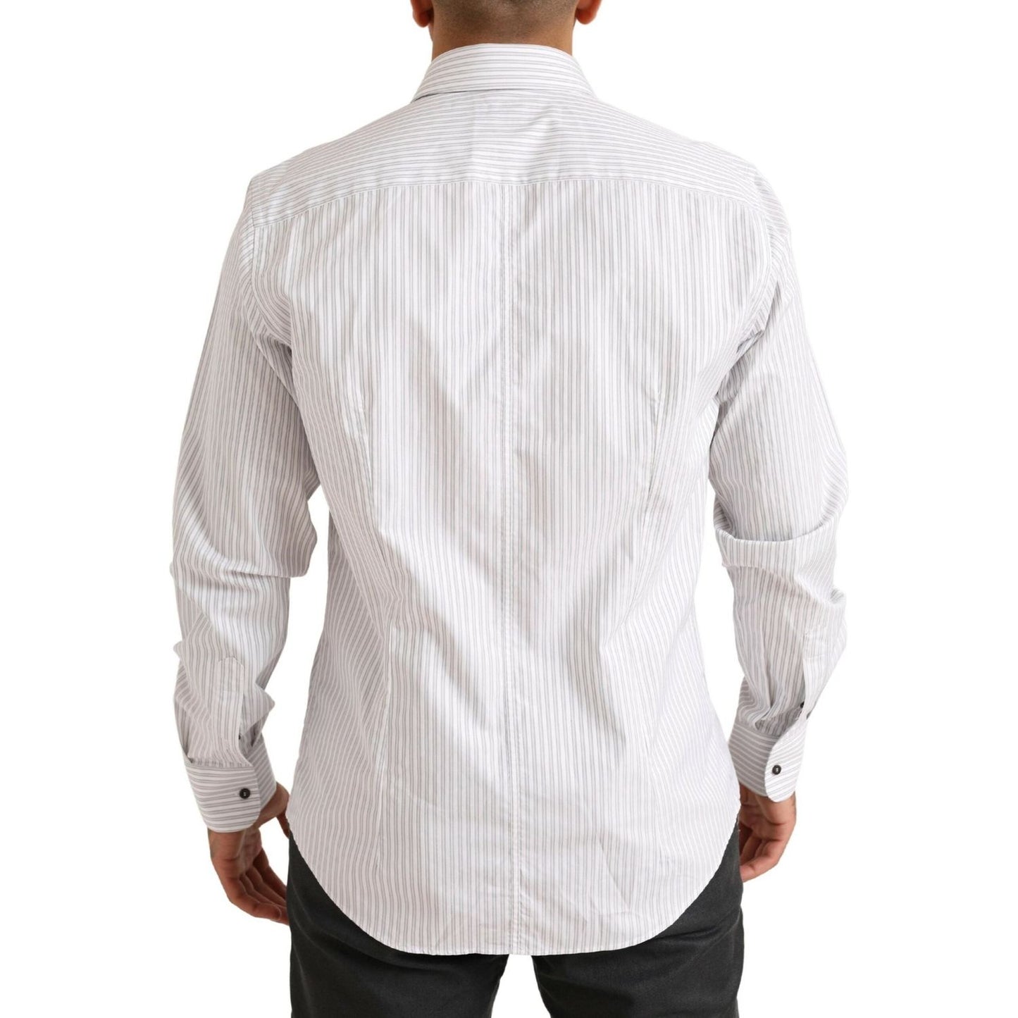 Dolce & Gabbana Elegant White Striped Cotton Dress Shirt Dolce & Gabbana