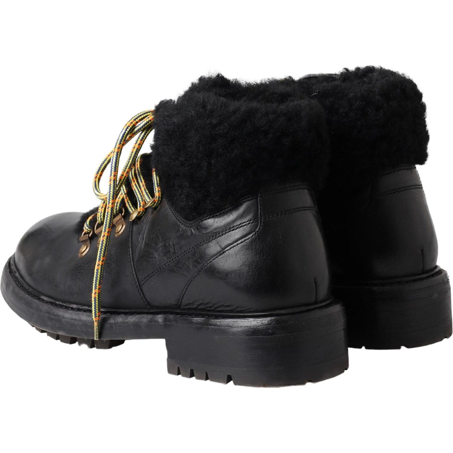 Dolce & Gabbana Elegant Shearling Style Men's Leather Boots Dolce & Gabbana