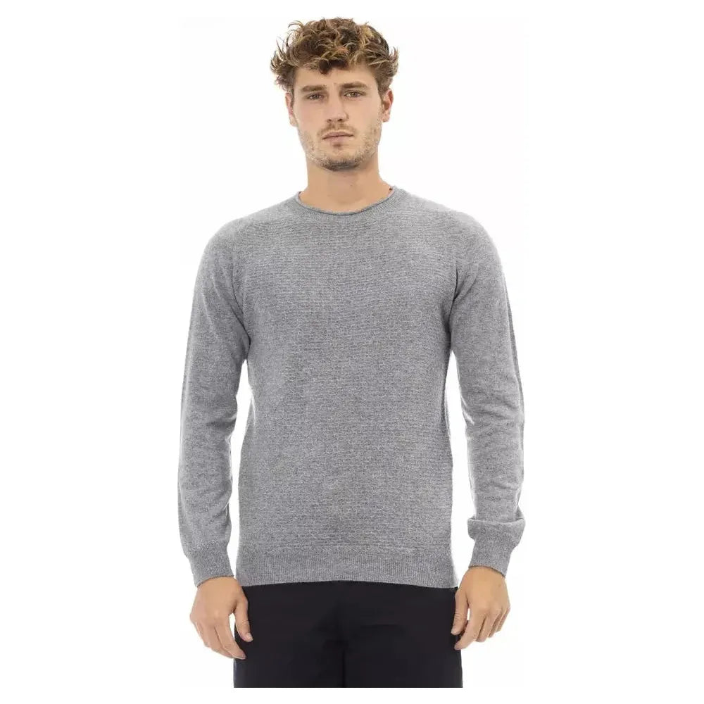 Alpha Studio Gray Viscose Men Sweater Alpha Studio