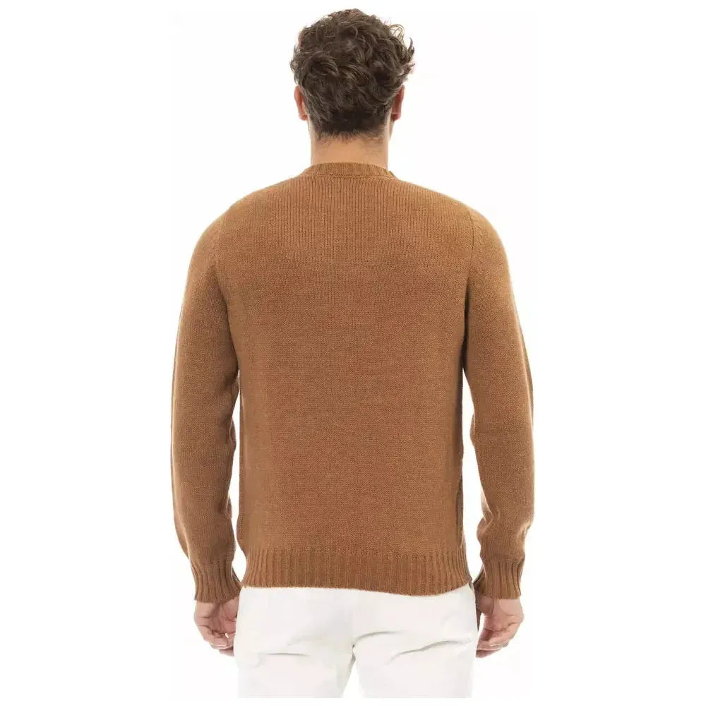 Alpha Studio Beige Alpaca Men Sweater Alpha Studio