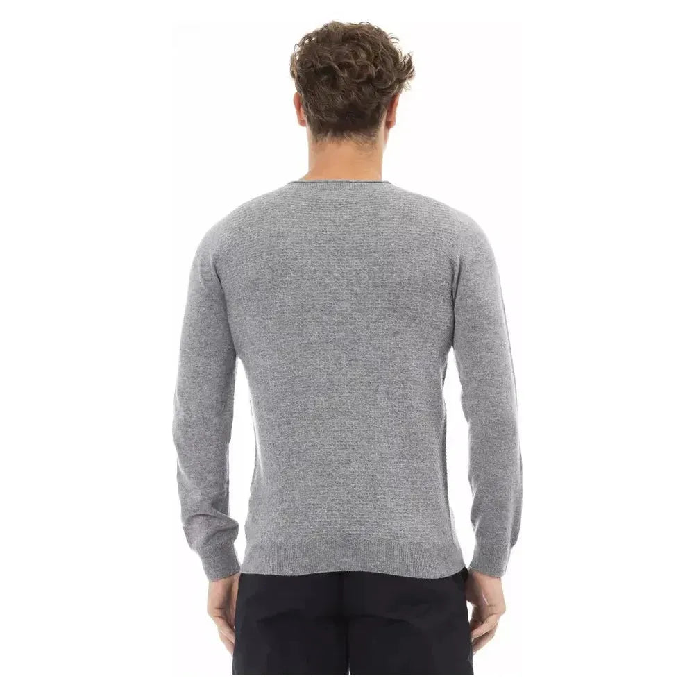 Alpha Studio Gray Viscose Men Sweater Alpha Studio