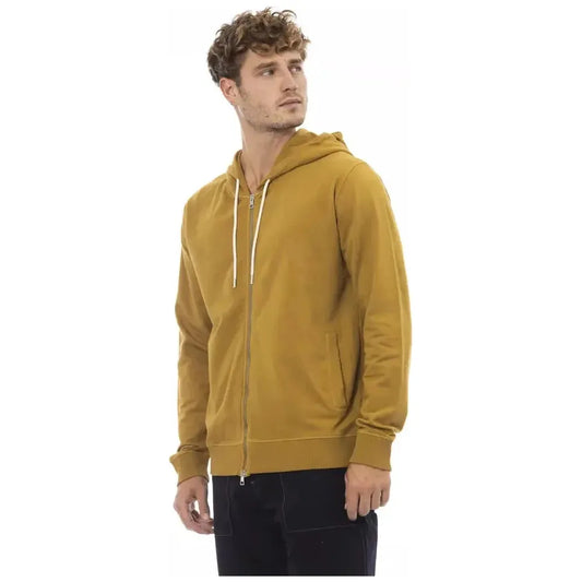 Alpha Studio Brown Cotton Men Sweatshirt Alpha Studio