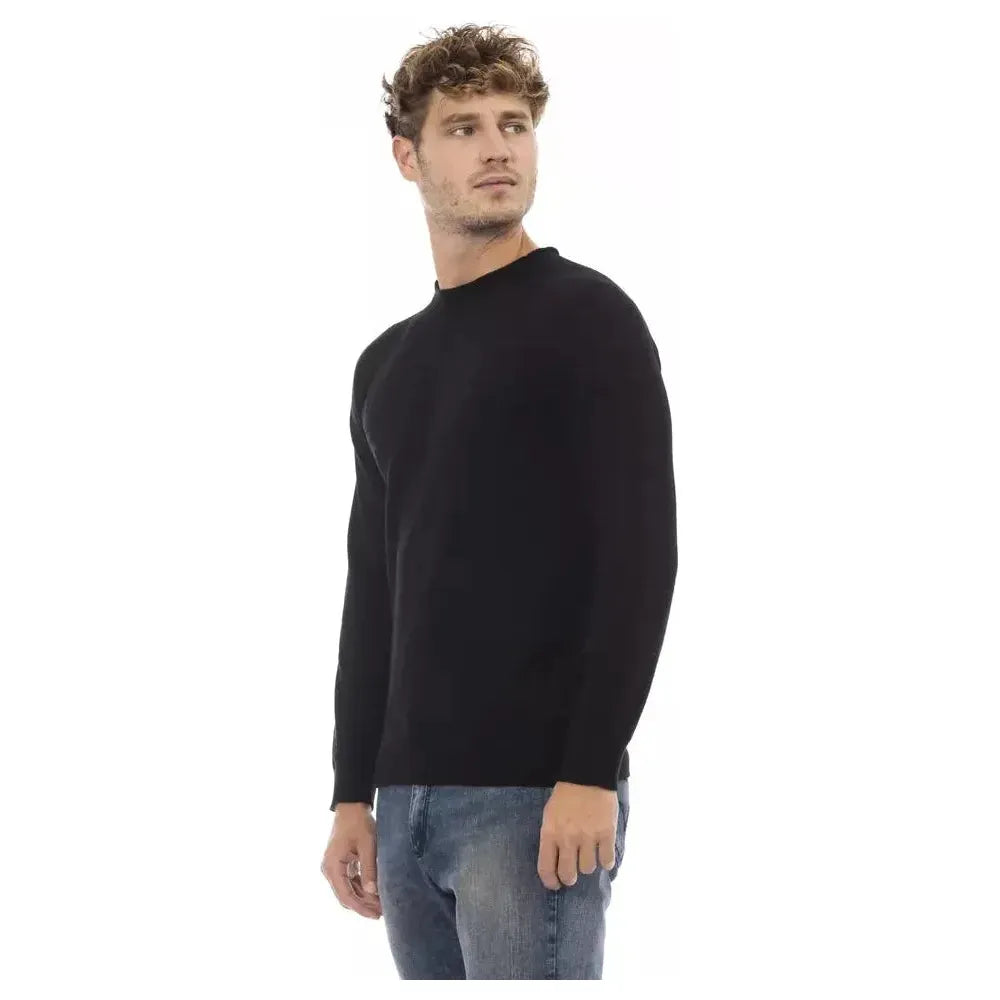 Alpha Studio Black Viscose Men Sweater Alpha Studio