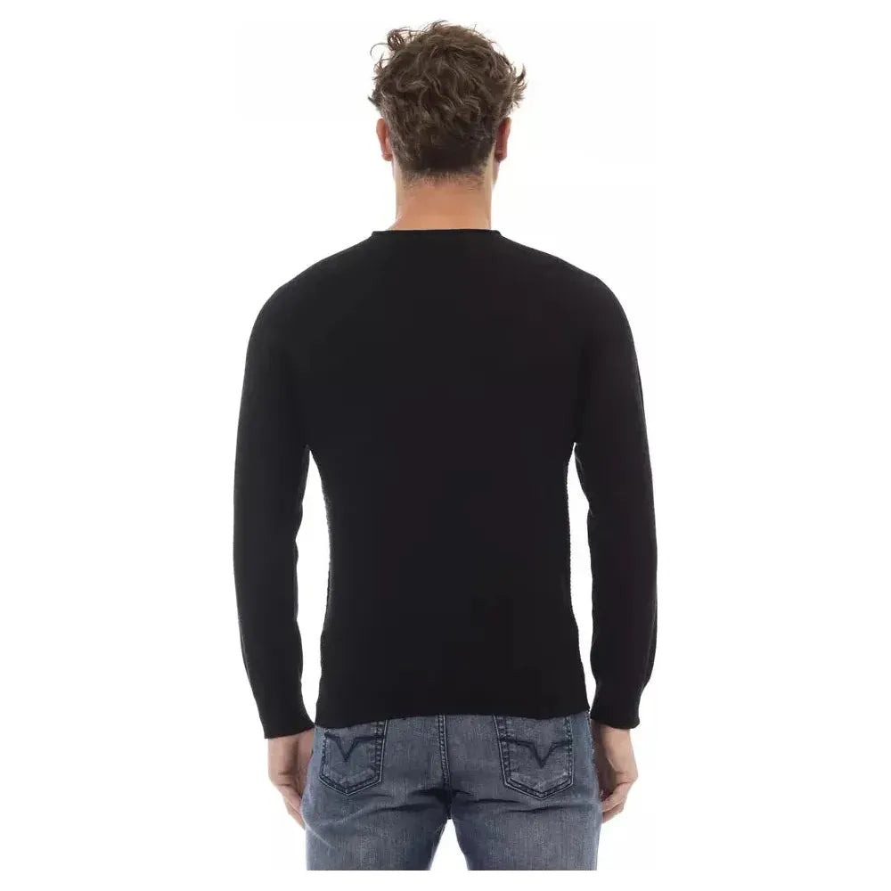 Alpha Studio Black Viscose Men Sweater Alpha Studio