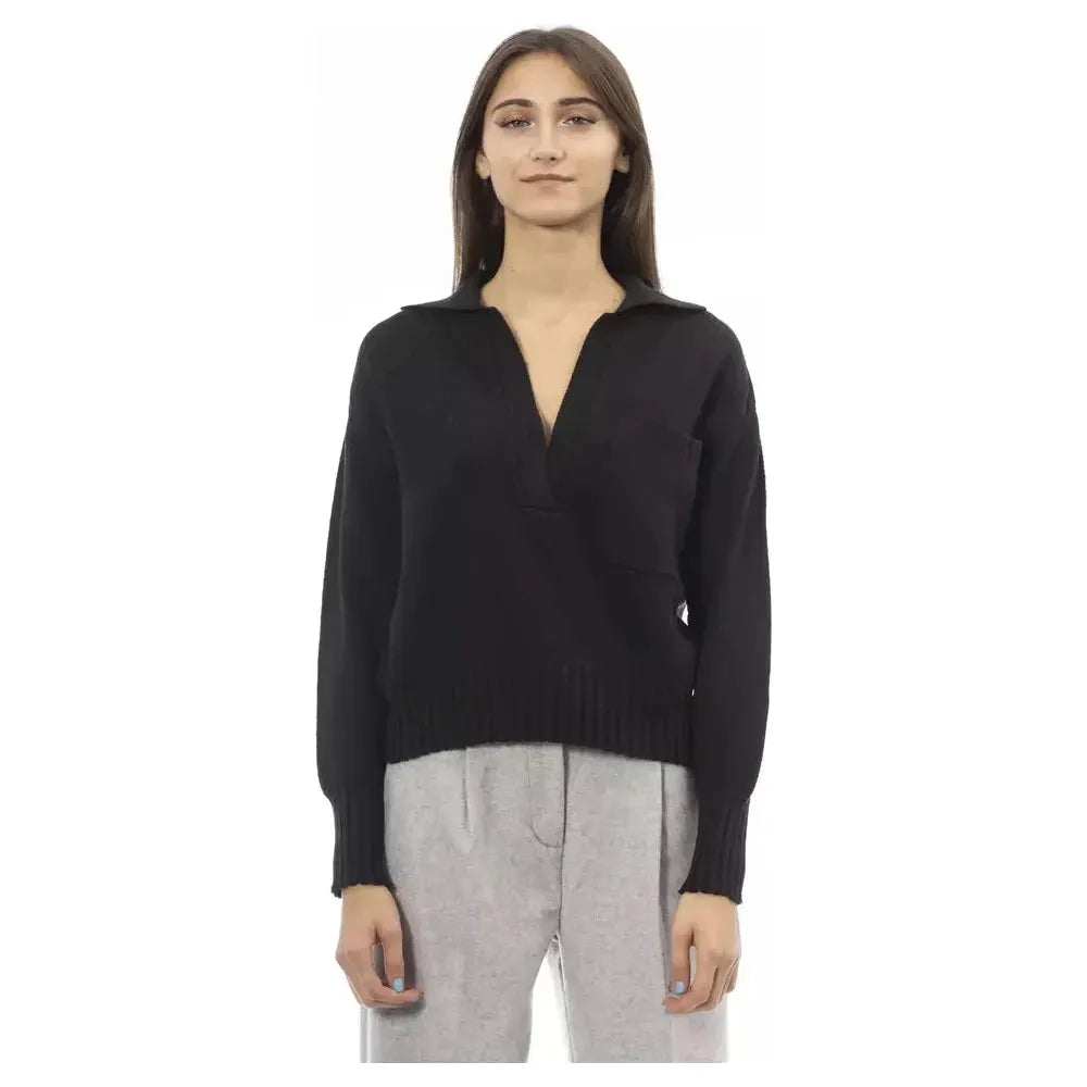 Alpha Studio Black Wool Women Sweater Alpha Studio