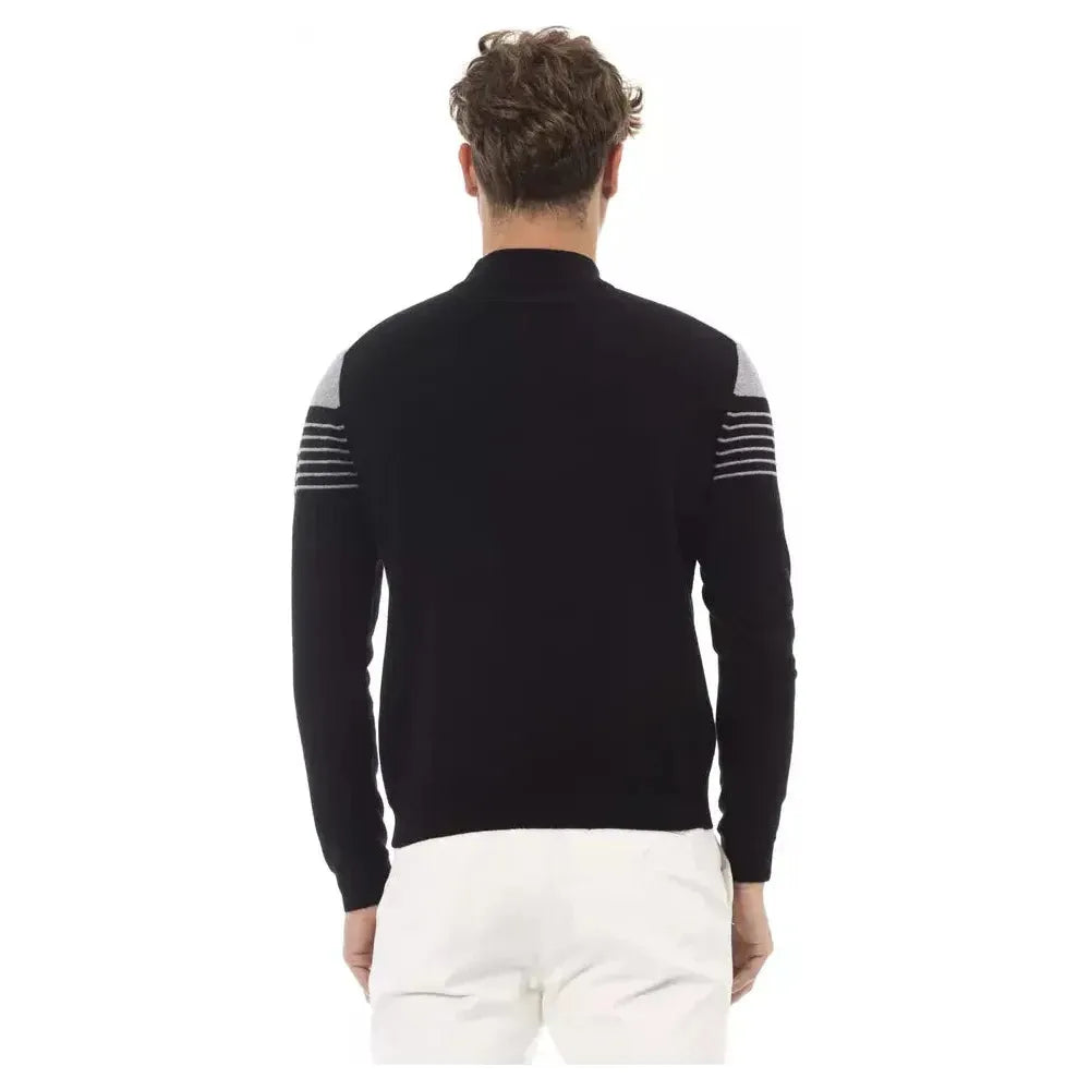 Alpha Studio Black Viscose Men Sweater Alpha Studio