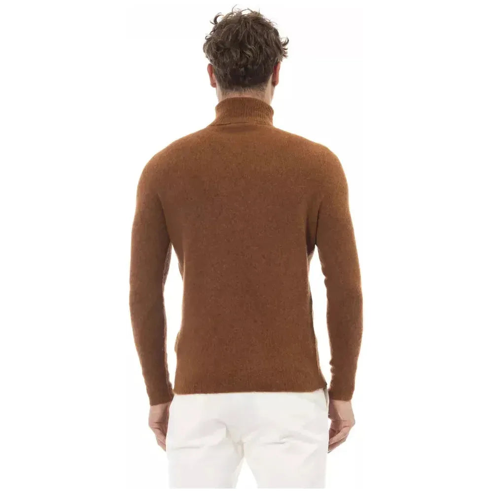 Alpha Studio Brown Alpaca Men Sweater Alpha Studio