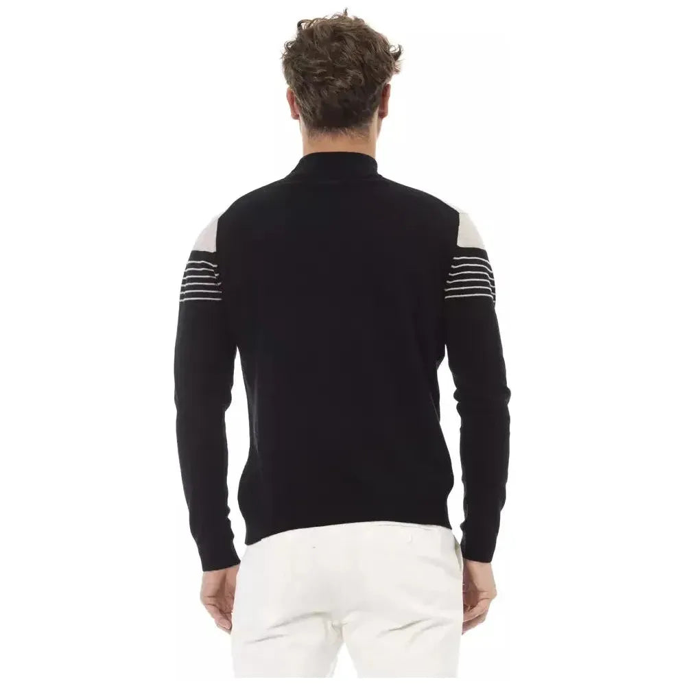 Alpha Studio Black Viscose Men Sweater Alpha Studio