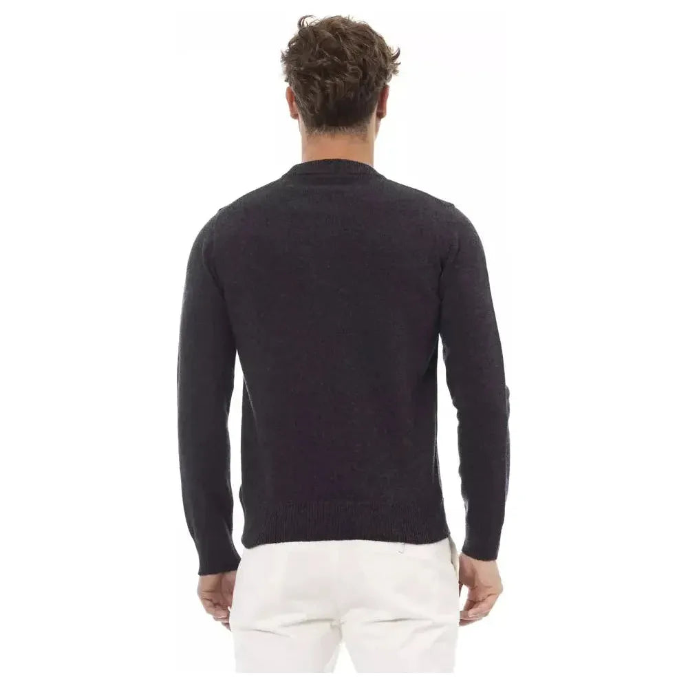 Alpha Studio Black Wool Men Sweater Alpha Studio