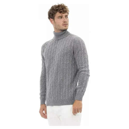 Alpha Studio Gray Viscose Men Sweater Alpha Studio