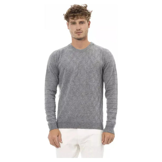 Alpha Studio Gray Viscose Men Sweater Alpha Studio