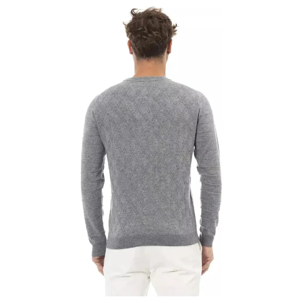 Alpha Studio Gray Viscose Men Sweater Alpha Studio