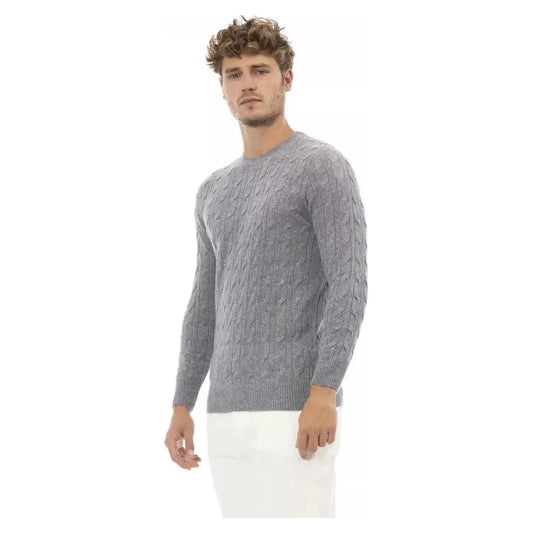 Alpha Studio Gray Cashmere Men Sweater Alpha Studio