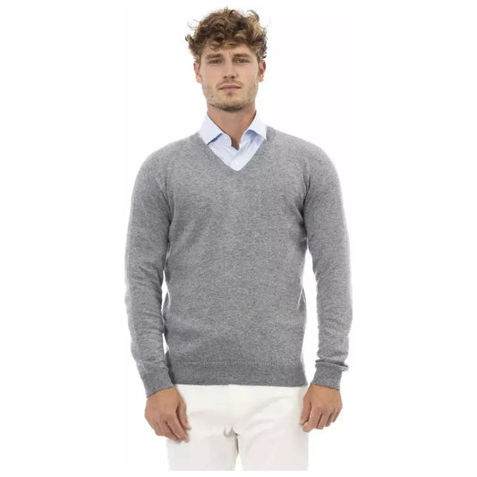 Alpha Studio Gray Viscose Men Sweater Alpha Studio