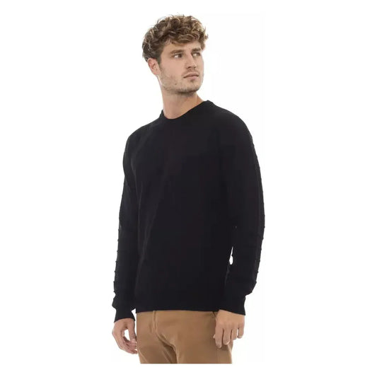 Alpha Studio Black Viscose Men Sweater Alpha Studio