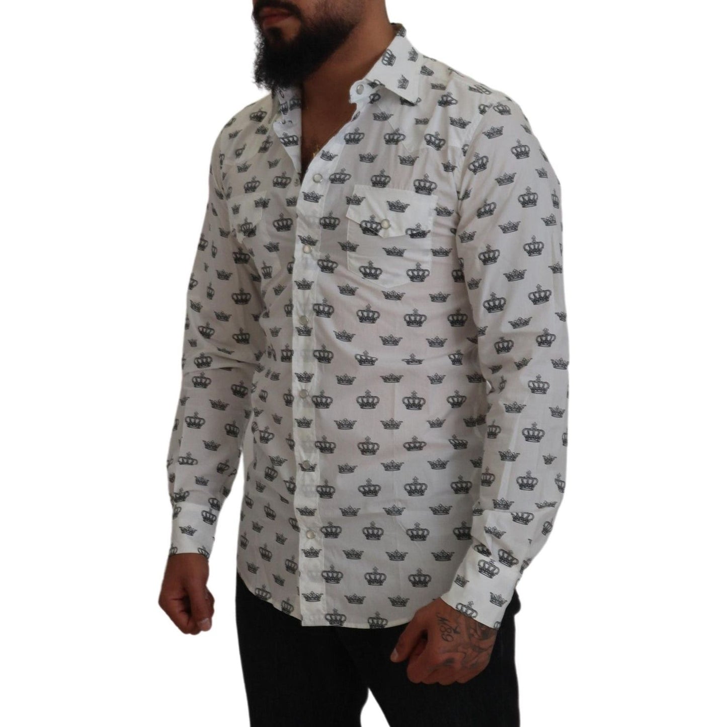 Dolce & Gabbana Slim Fit Crown Print Dress Shirt Dolce & Gabbana