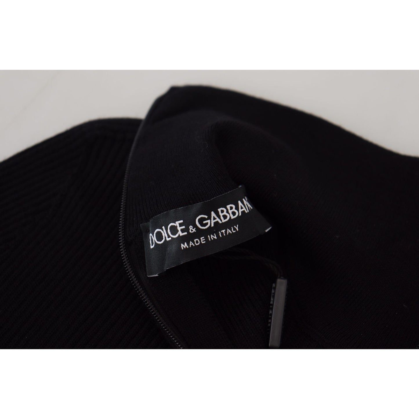 Dolce & Gabbana Elegant Black Wool Half Zip Turtleneck Sweater Dolce & Gabbana