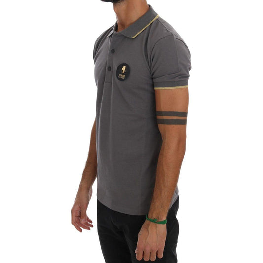 Roberto Cavalli Elegant Grey Cotton Polo Shirt Roberto Cavalli