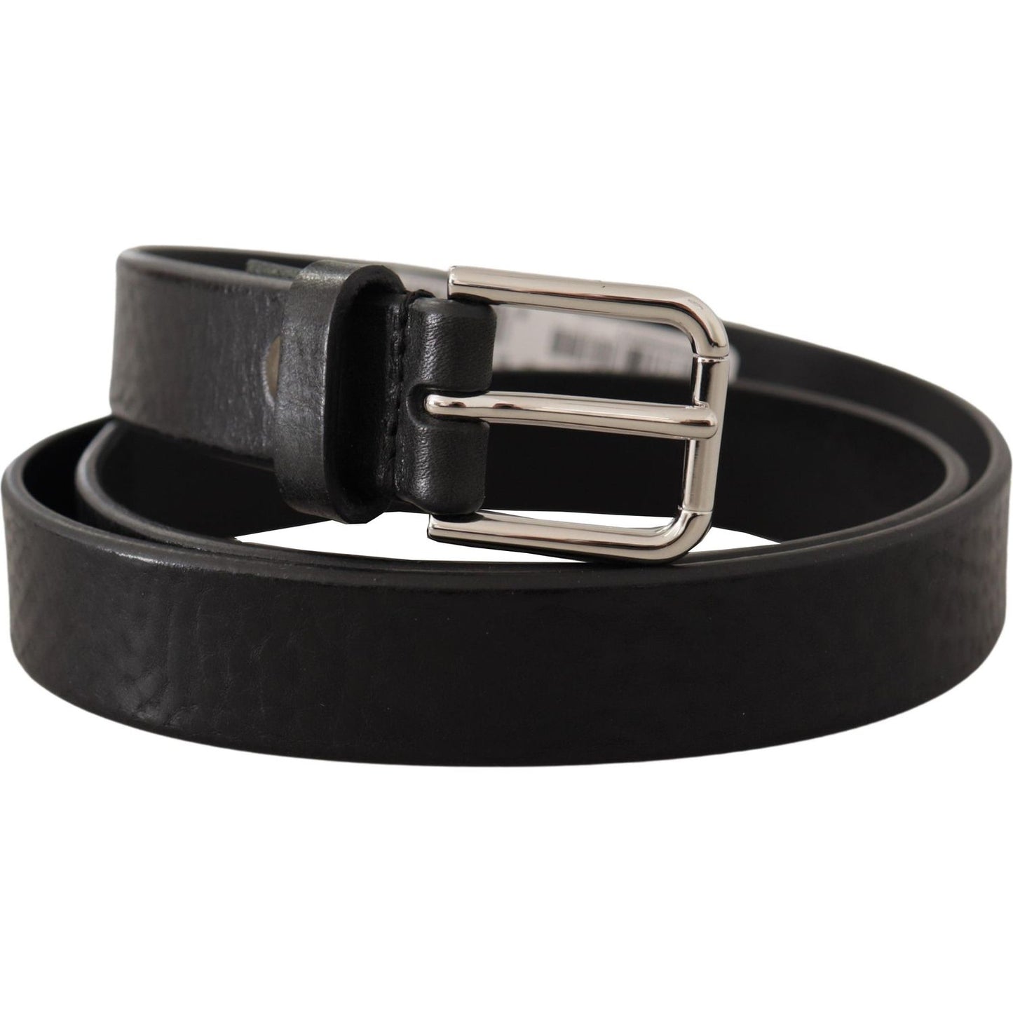 Dolce & Gabbana Elegant Black Leather Belt with Metal Buckle Dolce & Gabbana