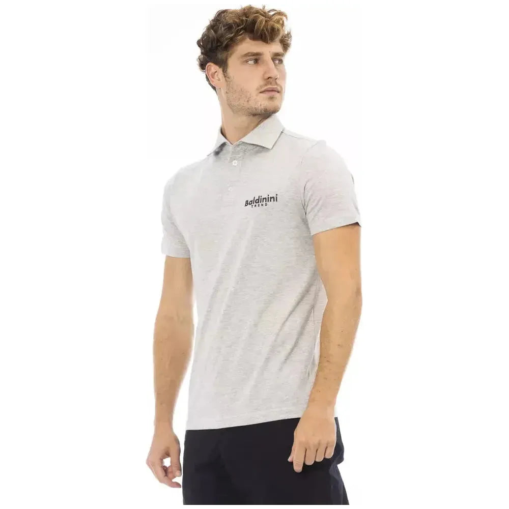 Baldinini Trend Gray Cotton Men Polo Baldinini Trend