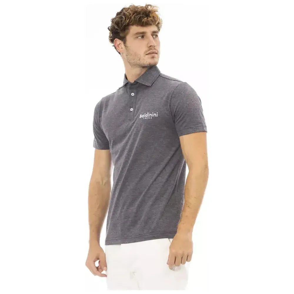 Baldinini Trend Gray Cotton Men Polo Baldinini Trend