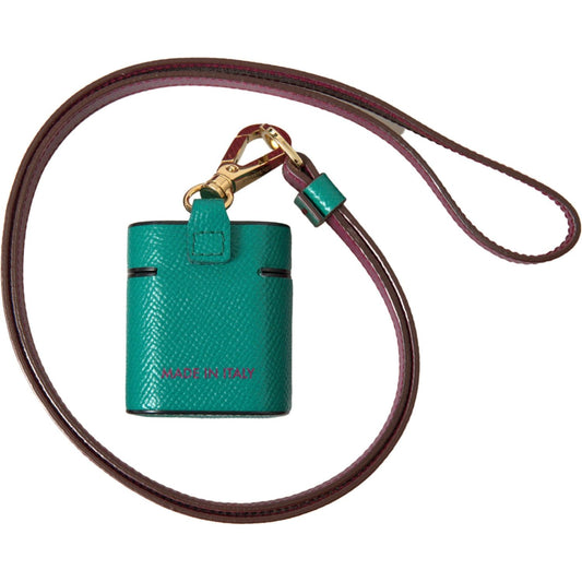 Dolce & Gabbana Elegant Leather Airpods Case in Green and Maroon Dolce & Gabbana