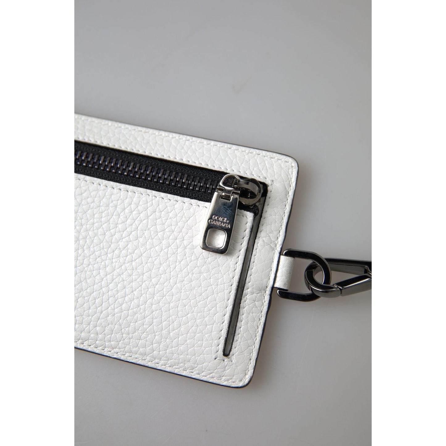 Dolce & Gabbana Elegant White Leather Cardholder Lanyard Dolce & Gabbana