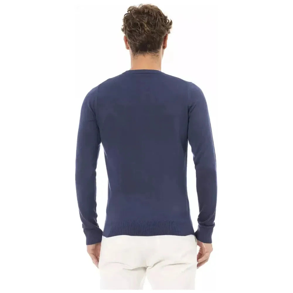 Baldinini Trend Blue Modal Men Sweater Baldinini Trend