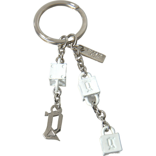 Silver Brass Logo Charm Keychain