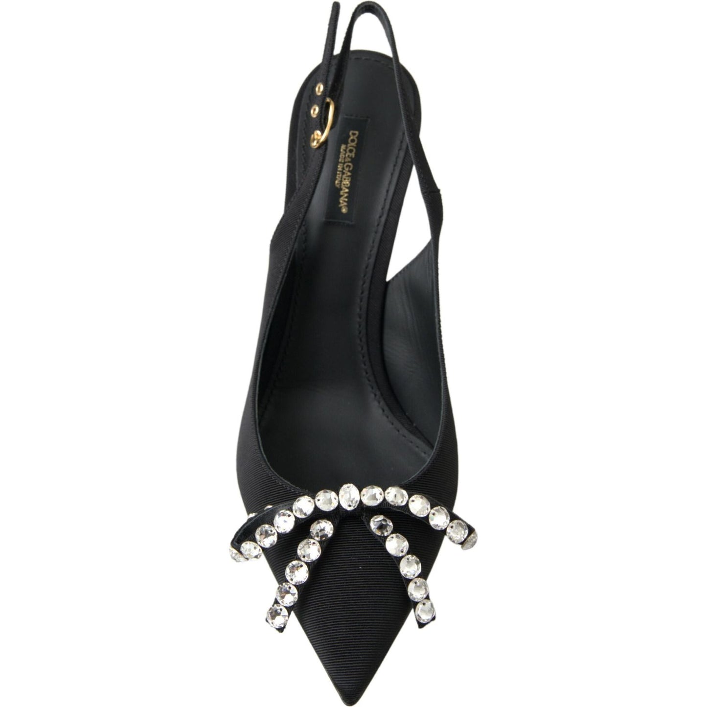 Dolce & Gabbana Embellished Black Slingback Heels Pumps Dolce & Gabbana