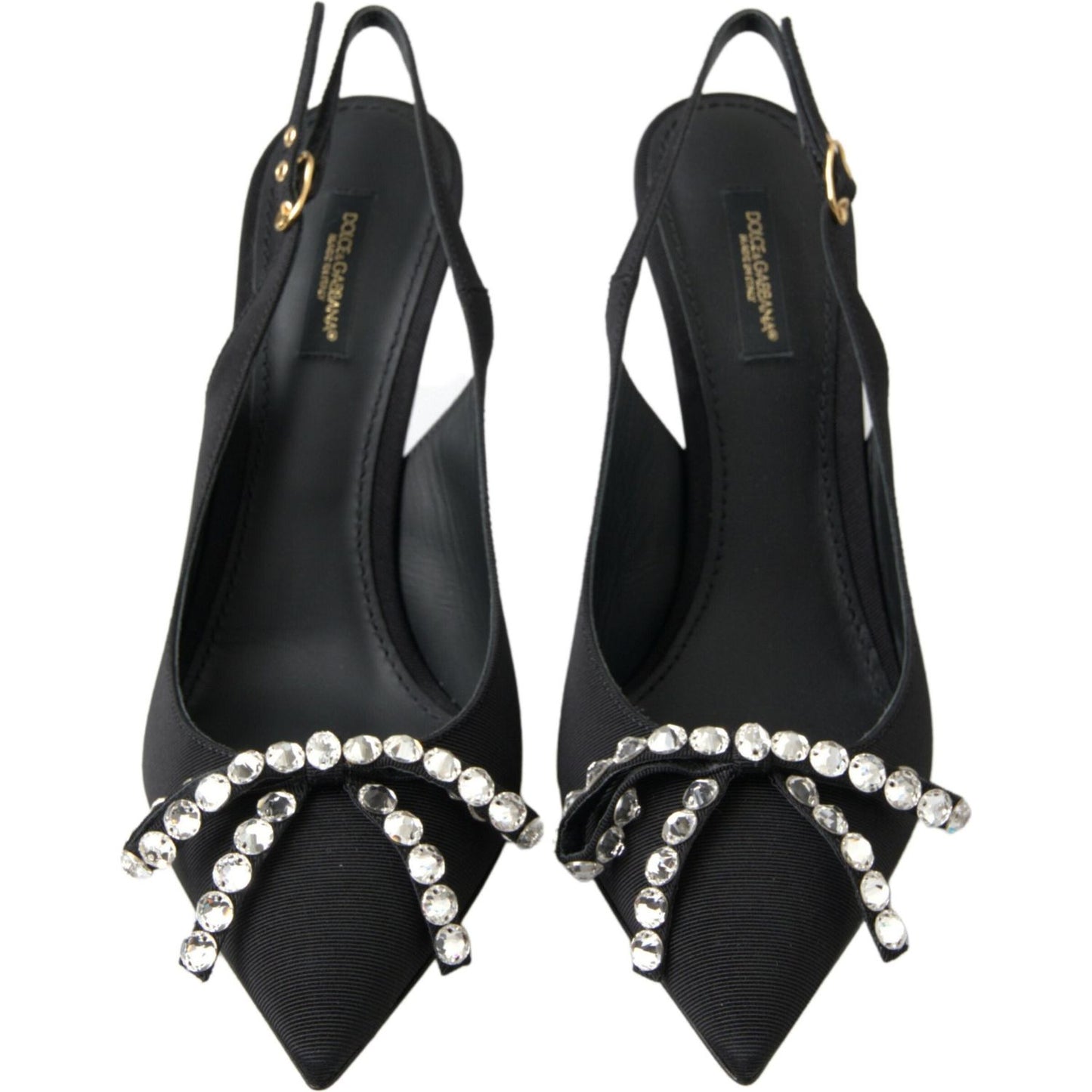 Dolce & Gabbana Embellished Black Slingback Heels Pumps Dolce & Gabbana