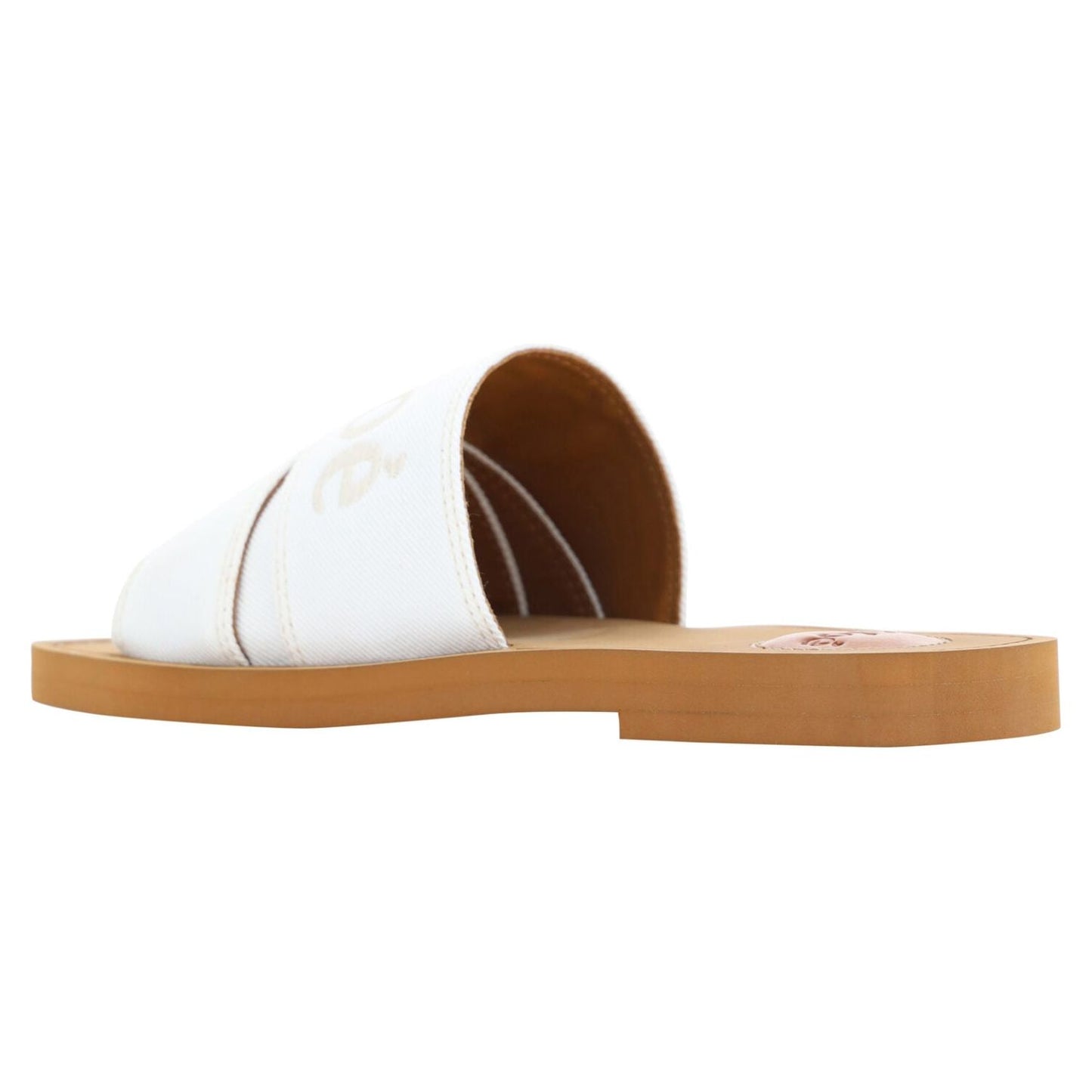 Chloé Elegant White Cotton Slide Sandals Chloé