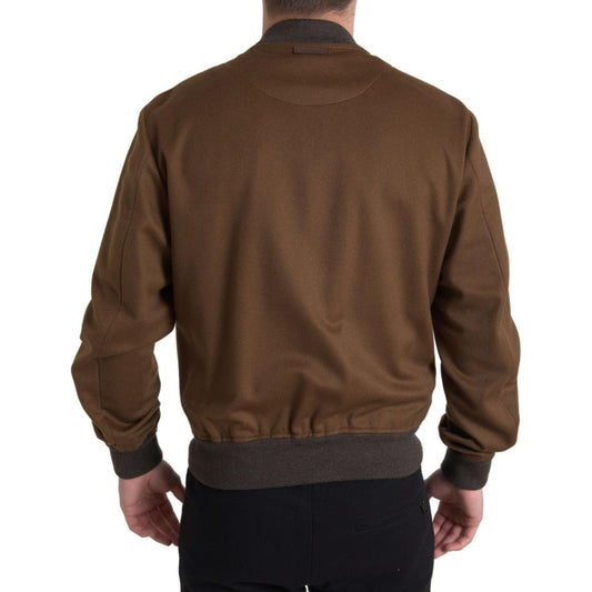 Dolce & Gabbana Elegant Brown Cashmere Bomber Jacket Dolce & Gabbana