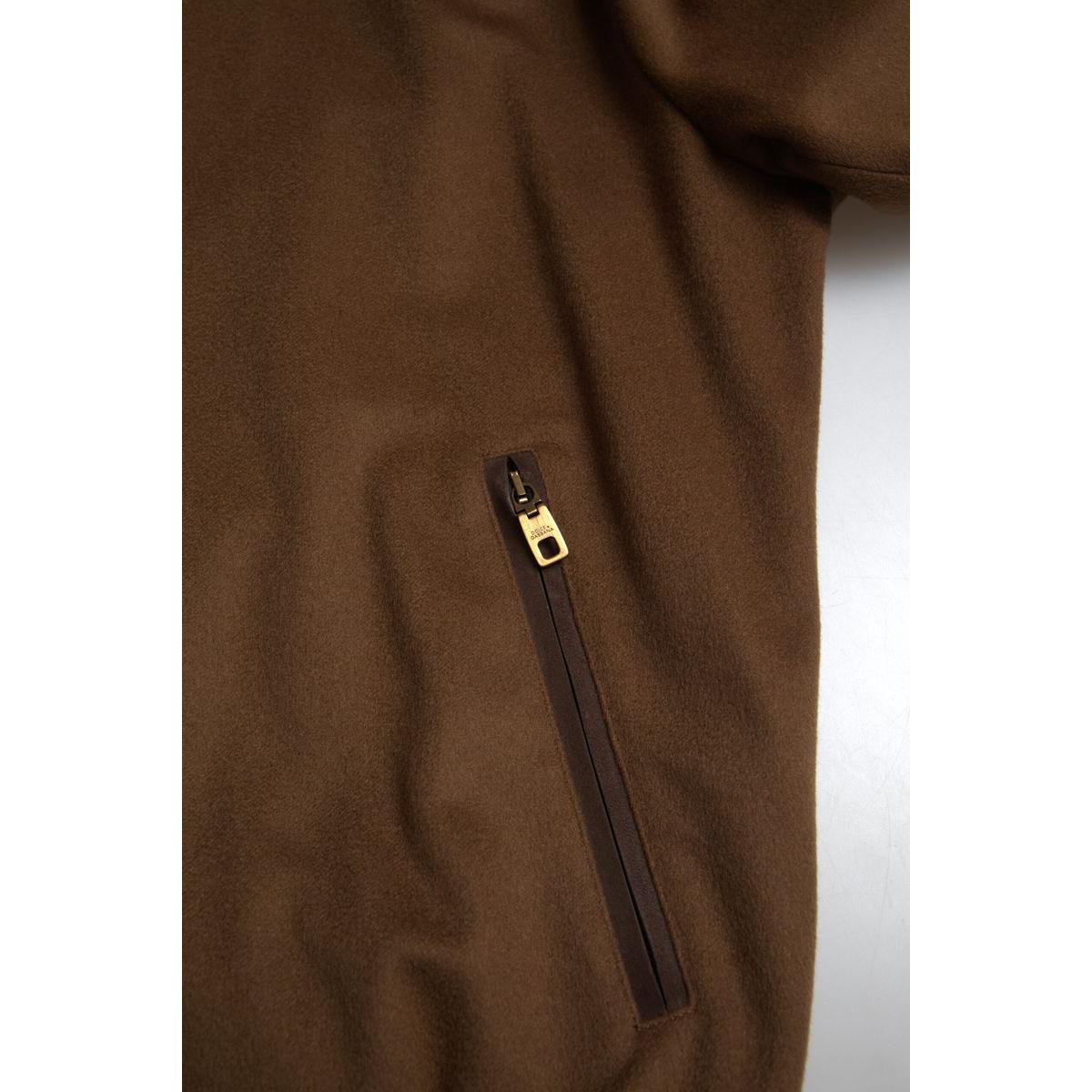 Dolce & Gabbana Elegant Brown Cashmere Bomber Jacket Dolce & Gabbana