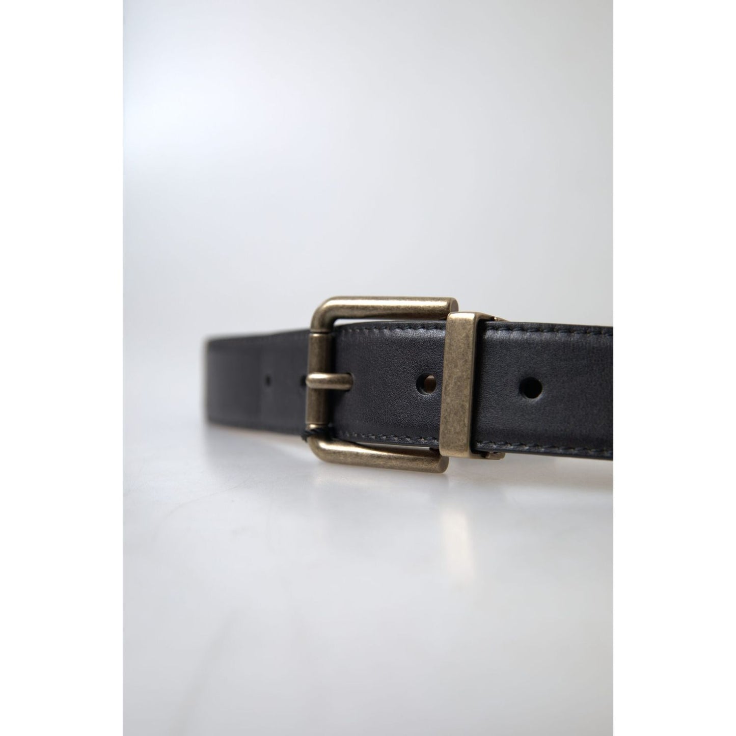 Dolce & Gabbana Elegant Black Leather Belt with Metal Buckle Dolce & Gabbana