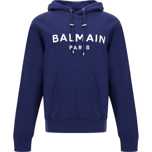 Balmain Elegant Navy Blue Monogram Hoodie Balmain