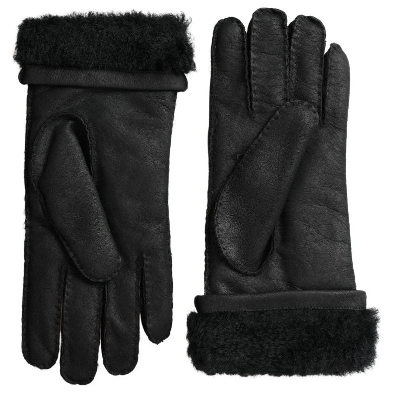 Dolce & Gabbana Elegant Black Leather Winter Gloves Dolce & Gabbana