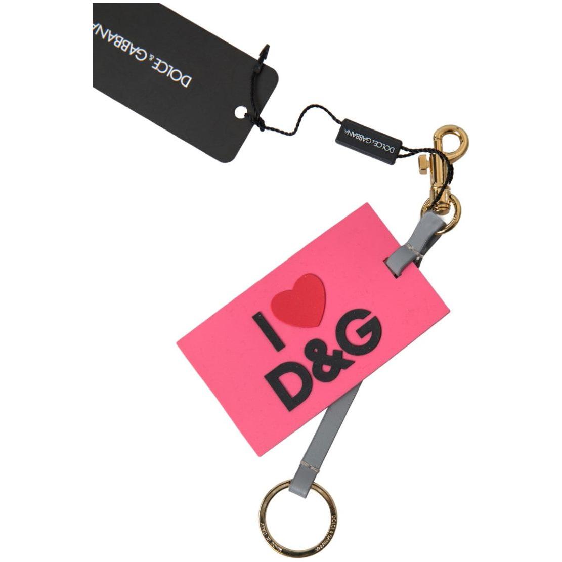 Dolce & Gabbana Chic Pink Leather-Trimmed Keychain Dolce & Gabbana