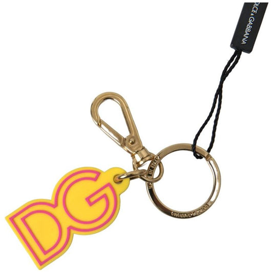 Chic Yellow Logo-Engraved Keychain