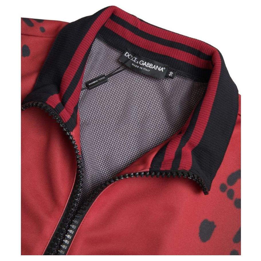 Dolce & Gabbana Red Leopard Print Bomber Jacket Dolce & Gabbana