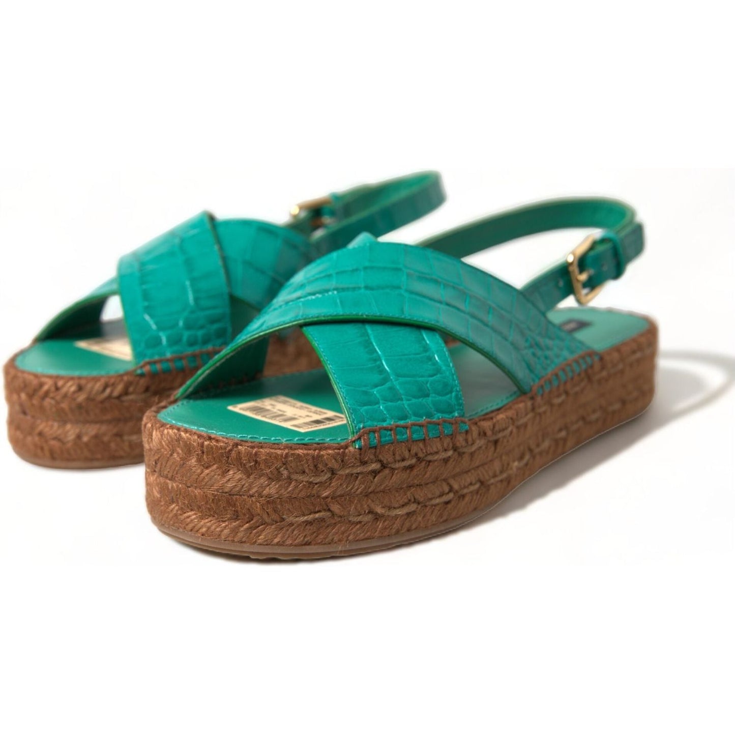 Dolce & Gabbana Elegant Green Espadrille Platform Sandals Dolce & Gabbana