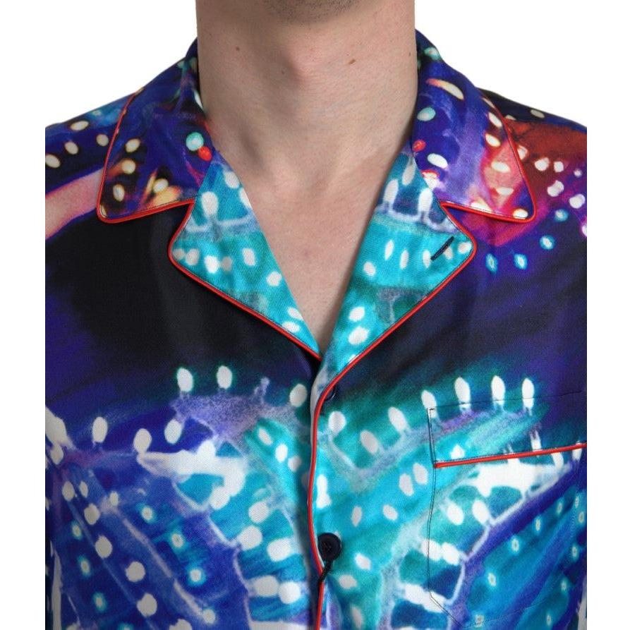 Dolce & Gabbana Psychedelic Print Silk Pajama Shirt Dolce & Gabbana