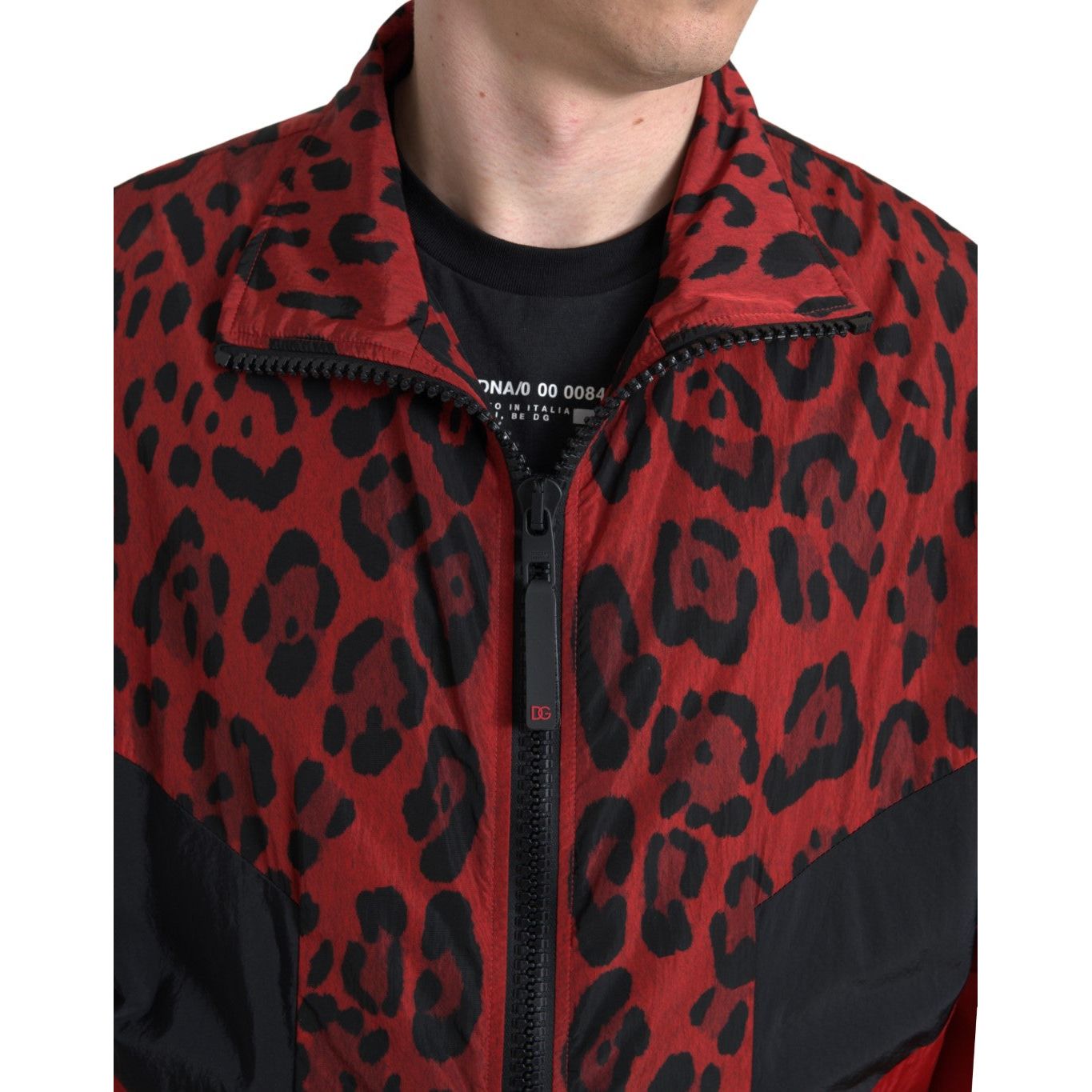 Dolce & Gabbana Red Leopard Zip Sweater Jacket Dolce & Gabbana