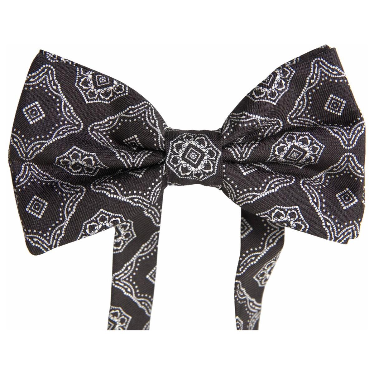 Dolce & Gabbana Elegant Silk Tied Bow Tie in Black & White Dolce & Gabbana