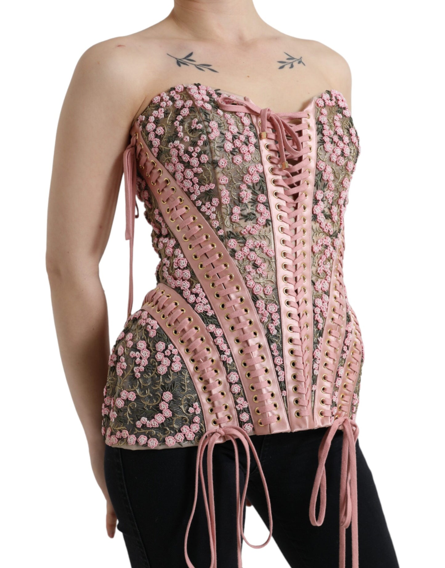 Dolce & Gabbana Silken Nylon Bustier Corset Top in Pink Dolce & Gabbana