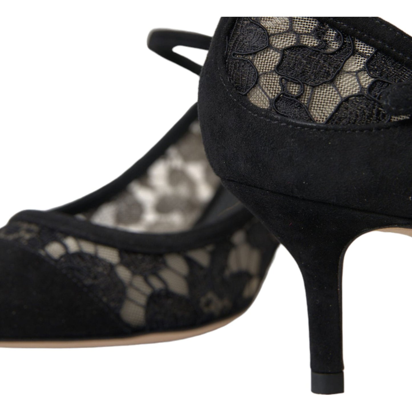 Dolce & Gabbana Elegant Black Taormina Lace Heels Dolce & Gabbana