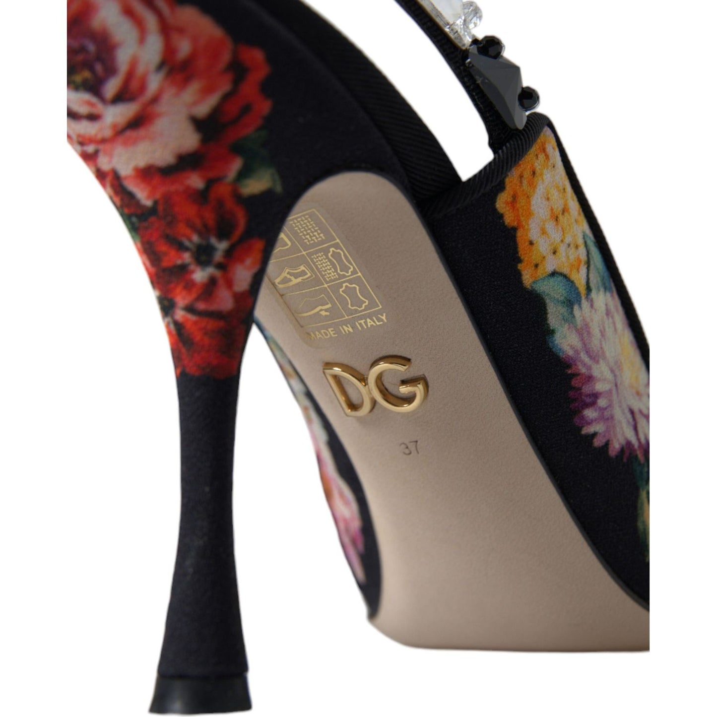 Dolce & Gabbana Floral Slingback Heels with Luxe Crystal Details Dolce & Gabbana