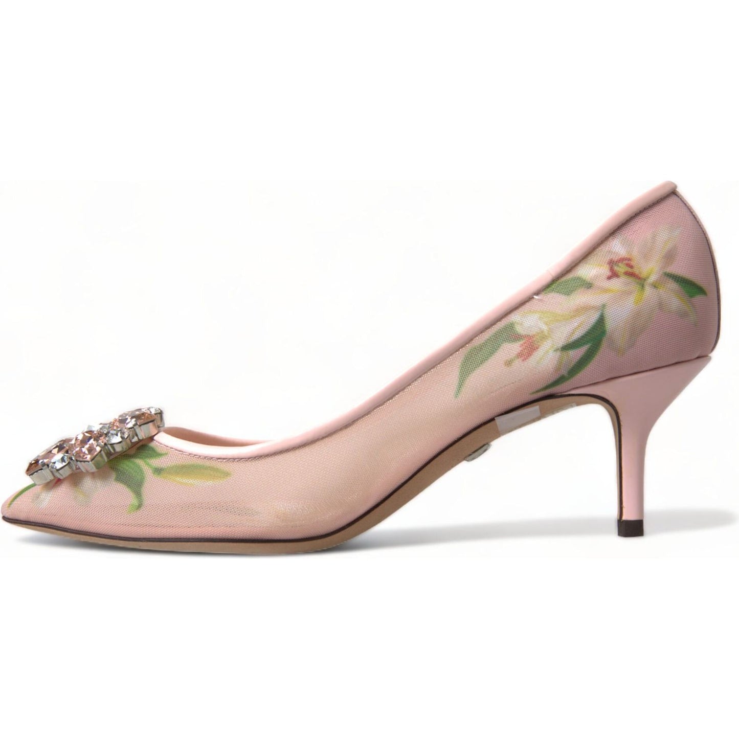 Dolce & Gabbana Elegant Pink Floral Crystal Pumps Dolce & Gabbana