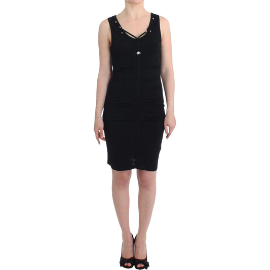 Roccobarocco Elegant Black Sheath Knee-Length Dress Roccobarocco